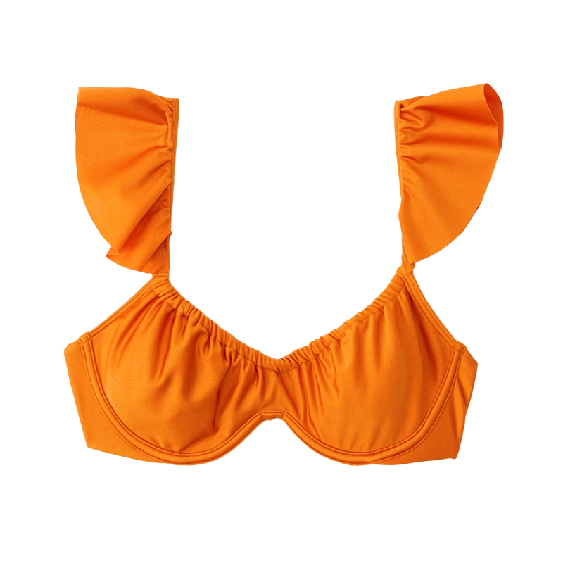 Ruffle Strap Underwire Bikini Top