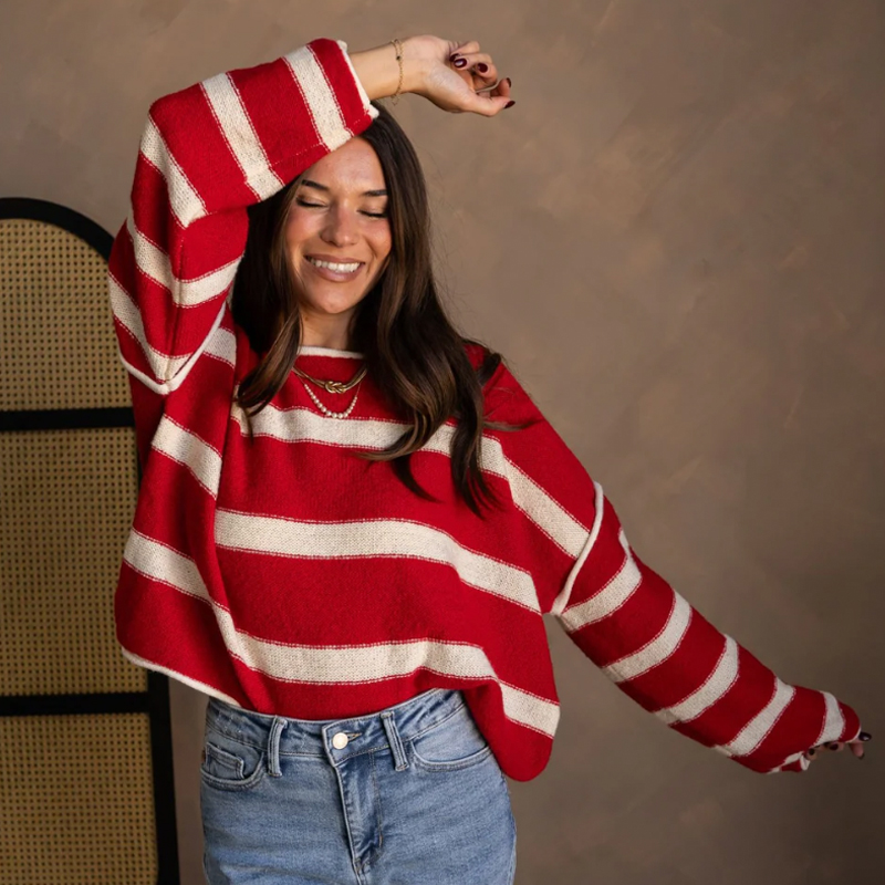 Lizard Thicket, Annalie Red & Cream Stripe Sweater