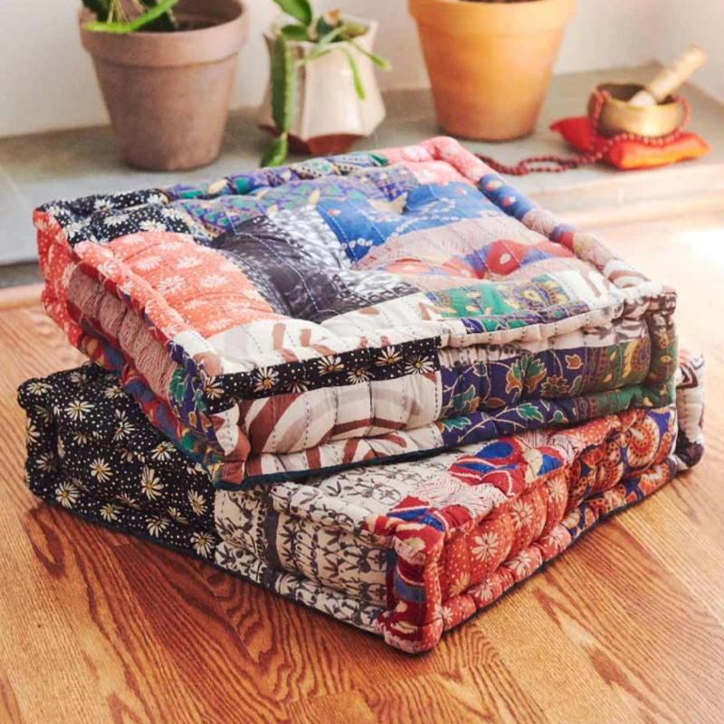 Square Kantha Meditation Cushion